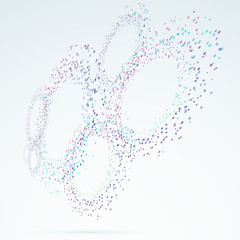 Particle explosion abstract round design elements