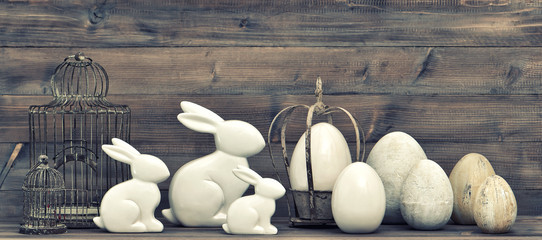 easter eggs and bunnies. vintage style decoration