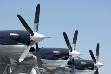 Propeller plane, three turboprop engines