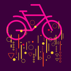 Bicycle on abstract colorful geometric dark background with diff