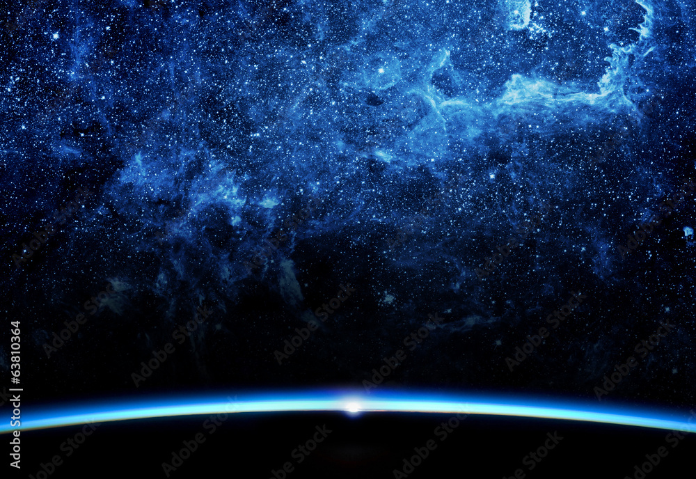 Wall mural earth and galaxy.