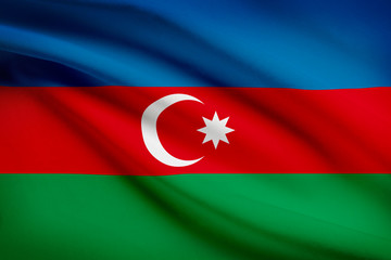 Series of ruffled flags. Azerbaijan.