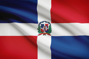 Series of ruffled flags. Dominican Republic.