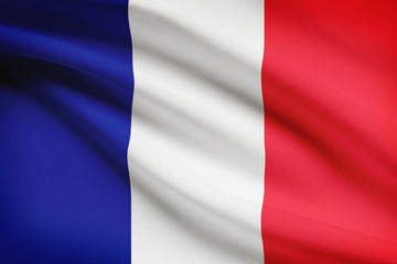 Series of ruffled flags. French Republic.