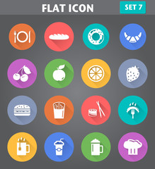 Food and Drink set in flat style with long shadows.