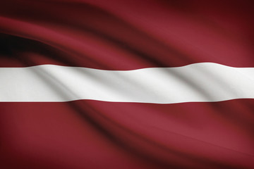Series of ruffled flags. Republic of Latvia.