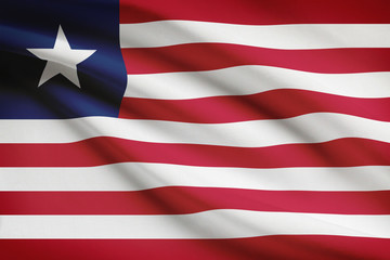 Series of ruffled flags. Republic of Liberia.