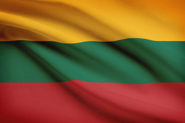 Series of ruffled flags. Republic of Lithuania.