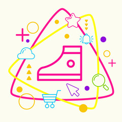 One sneakers on abstract colorful geometric light background wit