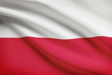 Series of ruffled flags. Republic of Poland.