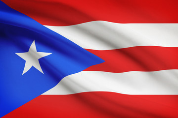 Series of ruffled flags. Commonwealth of Puerto Rico.