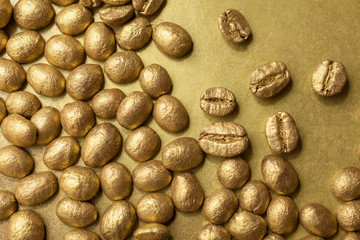 Golden coffee beans