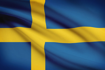 Series of ruffled flags. Kingdom of Sweden.