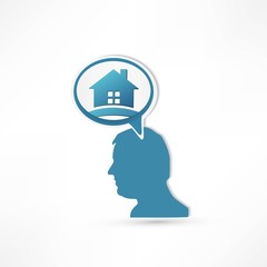 Man thinks about home. Businessman concept icon