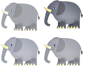 Cartoon elephant - 4 styles of coloring