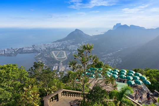 View of jockey club, Lagoa and Leblon in Rio de Janeiro. Brazil