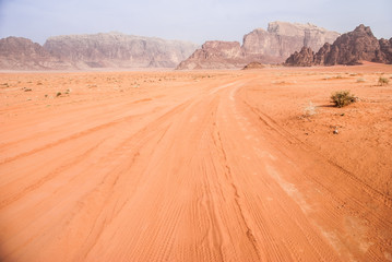 Fototapeta na wymiar Landscape of Wadi Rum desert, Jordan