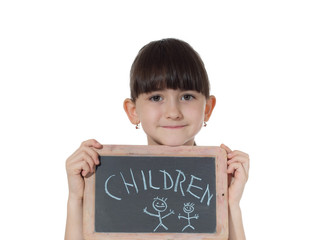 Girl and chalkboard