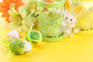 Easter decoration with bunny and eggs