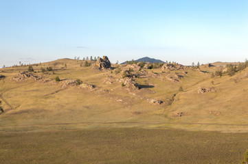 Hilly steppe, coast of lake Baikal.