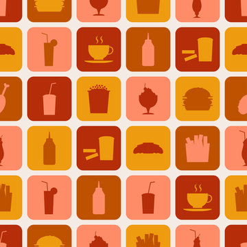 Seamless pattern of fast food icons
