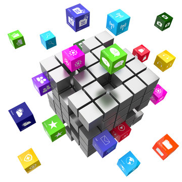 Applications and technology concept cubes