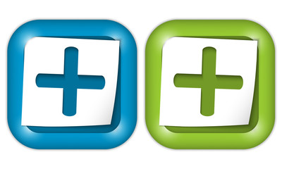 set of two icons with paper and plus sign
