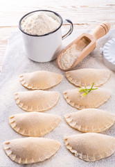 pierogi with wild garlic filling