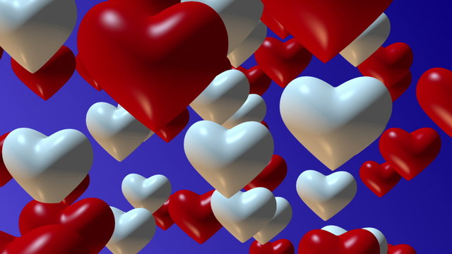 Hearts on blue background