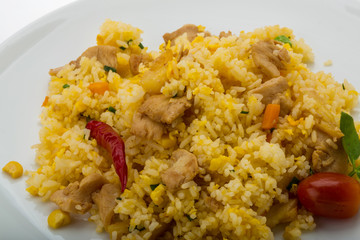 Rice with chicken and pineple