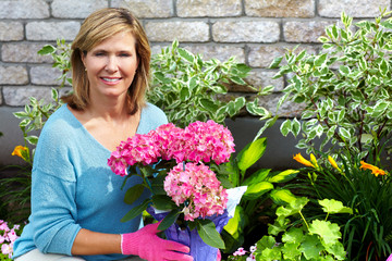 Beautiful gardening woman.