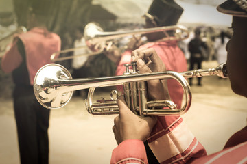 Trumpet player in parade
