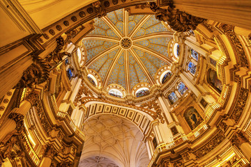 Fototapeta na wymiar Basilica Dome Stained Glass Cathedral Andalusia Granada Spain