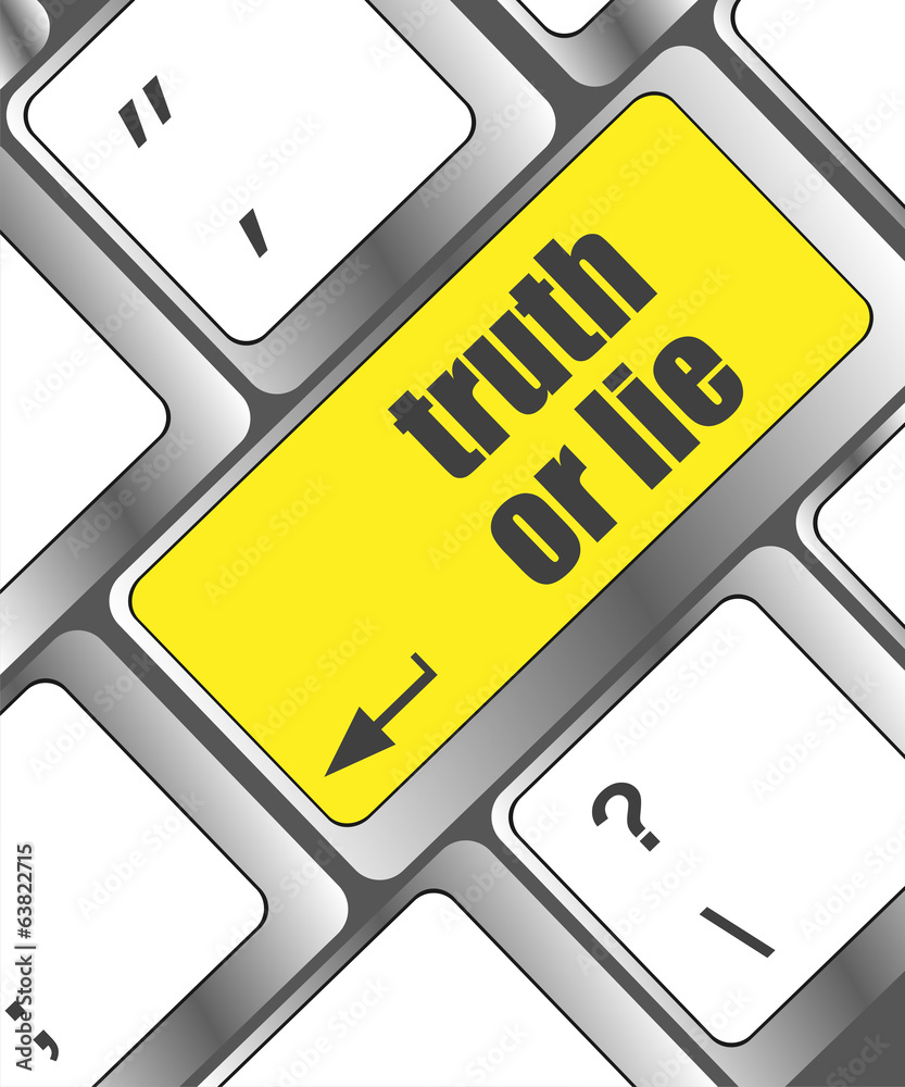 Poster truth or lie button on computer keyboard key