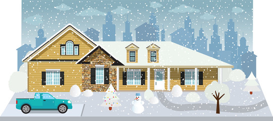 Family house in winter (diorama)