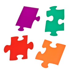 four separated jigsaw puzzle pieces