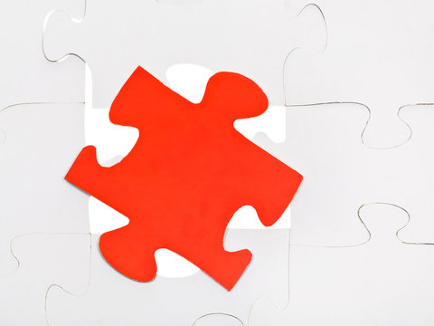 red piece on free space of assembled puzzles