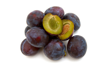 plums isolated on white background