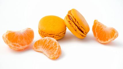 Mandarin macaroons on white background