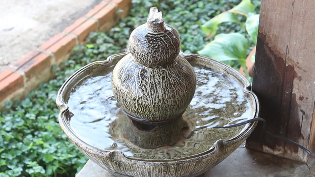 Small Fountain Ornamented Home Garden, stock footage