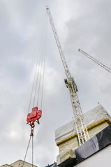 Construction Site crane with hook lifting