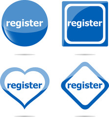 register stickers set isolated on white, icon button