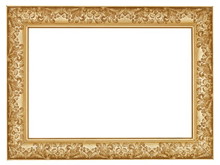 ancient golden carved wide wooden picture frame
