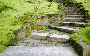 Curving stone stairway