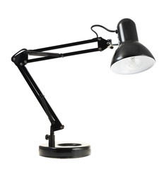 Black reading table lamp isolated