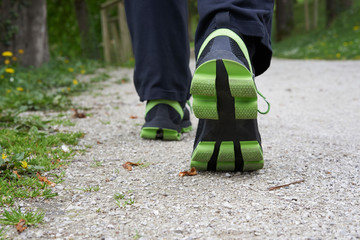 Two legs walking in spring park