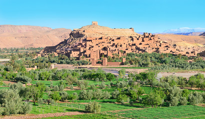Panorama of fortified city in Morocco