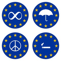 Symboles dans 4 drapeaux européen	