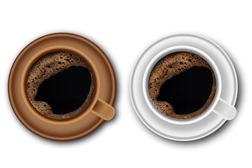 Two cups of coffee on a white background