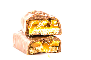 Chocolate bar isolated white background